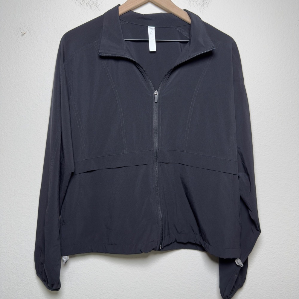 NEW Z by Zella Women Interval Jacket Medium Black RZ511507MI Full Zip Drawstring